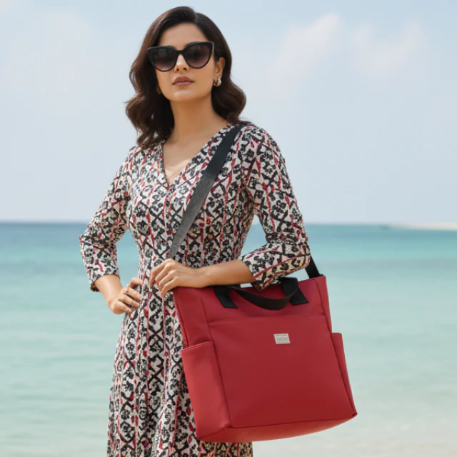 RevaCarry Large Size Red Multiple Compartments Handbag - Image 5